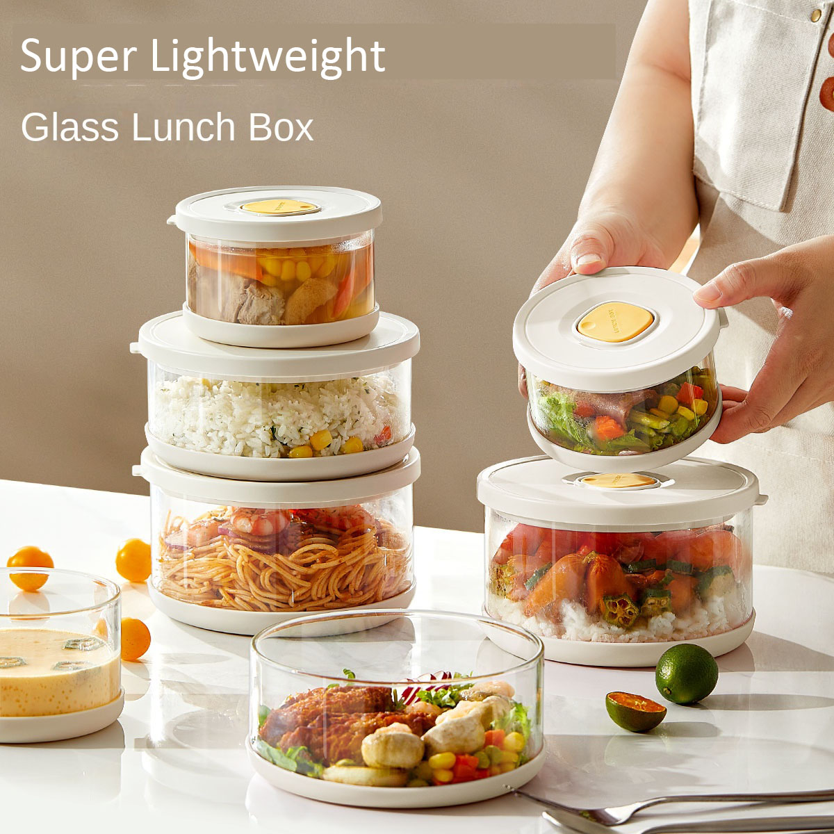 Meal Prep With Rice - Glass Food Storage Container Airtight Lightweight