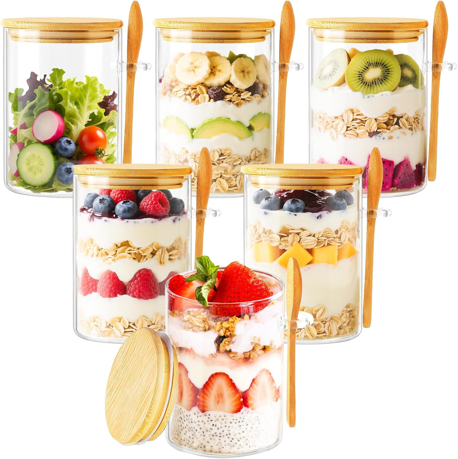 Meal Prep Overnight Oats - 6 Pack Overnight Oats Containers with