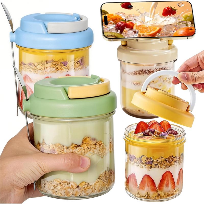 Meal Prep Overnight Oats - 【THANKSGIVING DAY】4 Pack 16 Oz Glass