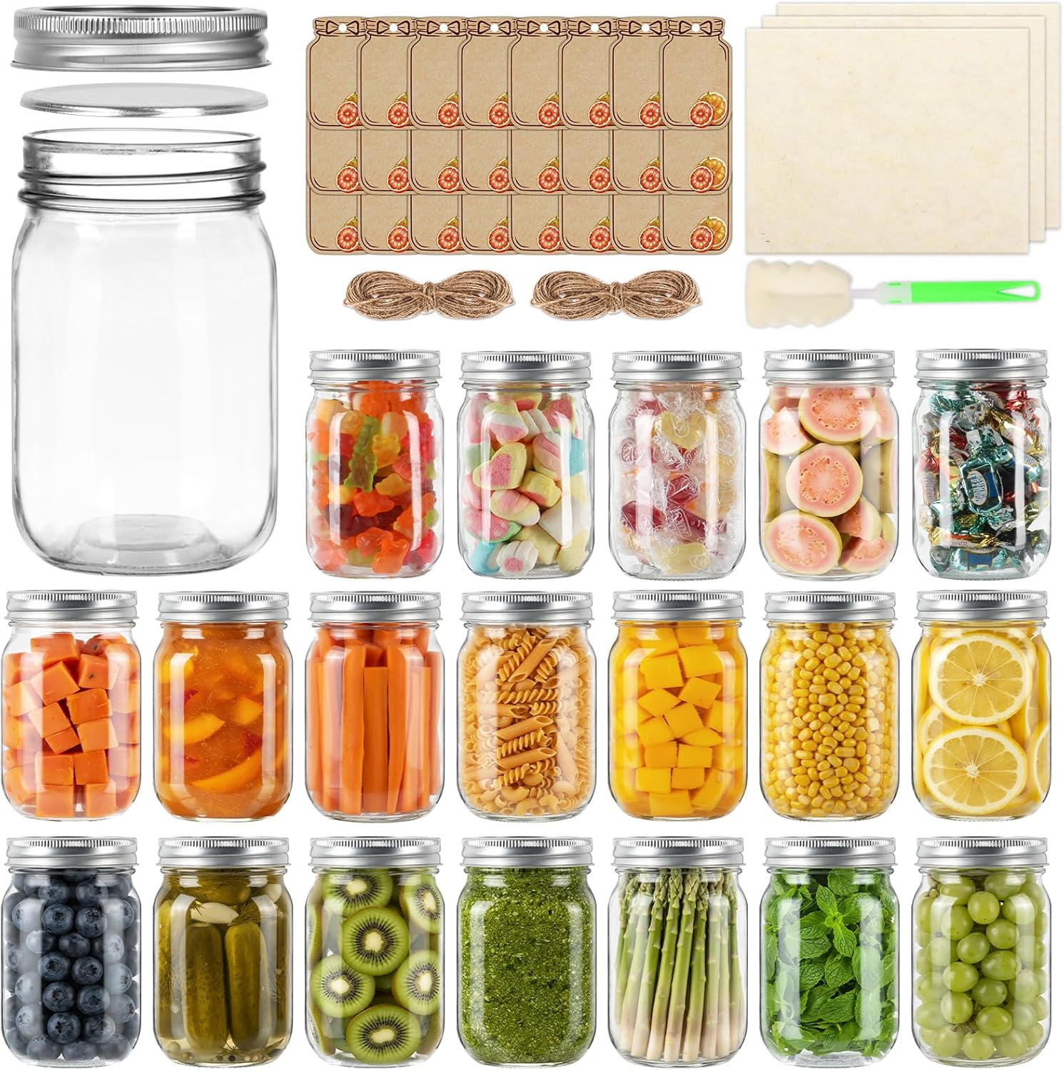 Meal Prep Overnight Oats - 12 oz Jars with Lids 20
