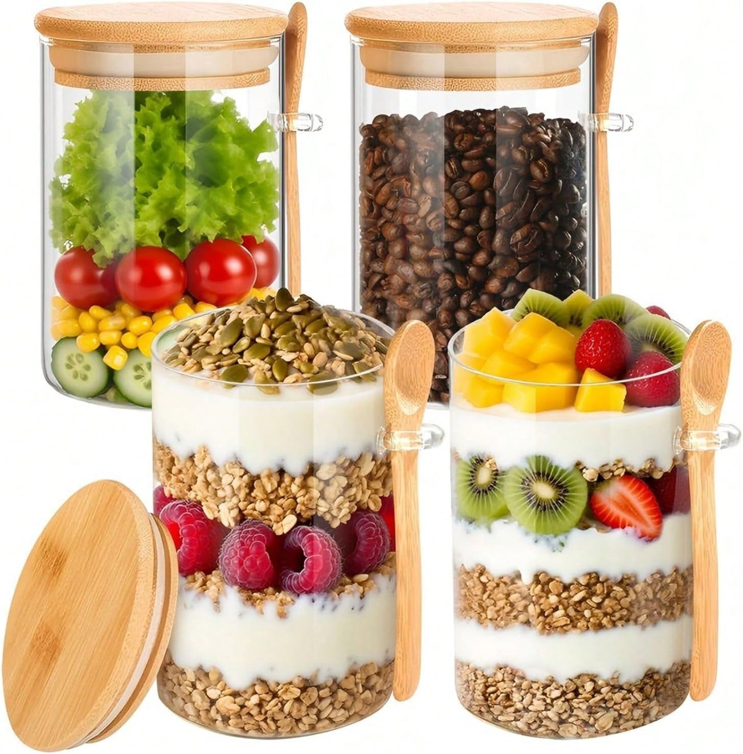 Meal Prep Overnight Oats - 4 Pack Overnight Oats Containers With