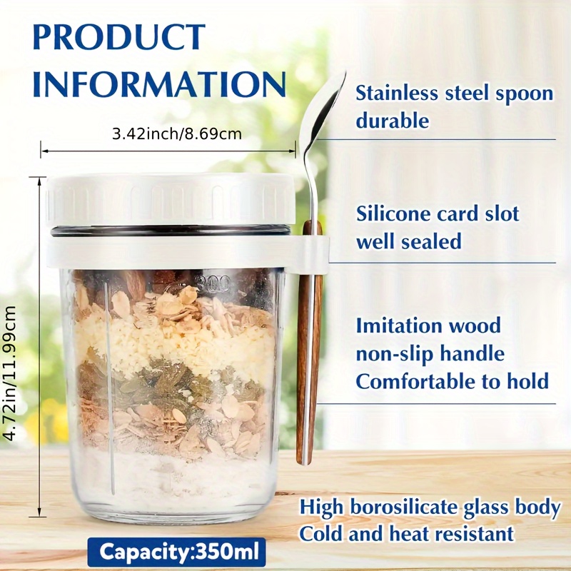 1pc/2pcs Glass Oatmeal Cup, Ov - Overnight Oat Jar 리뷰 및 가격
