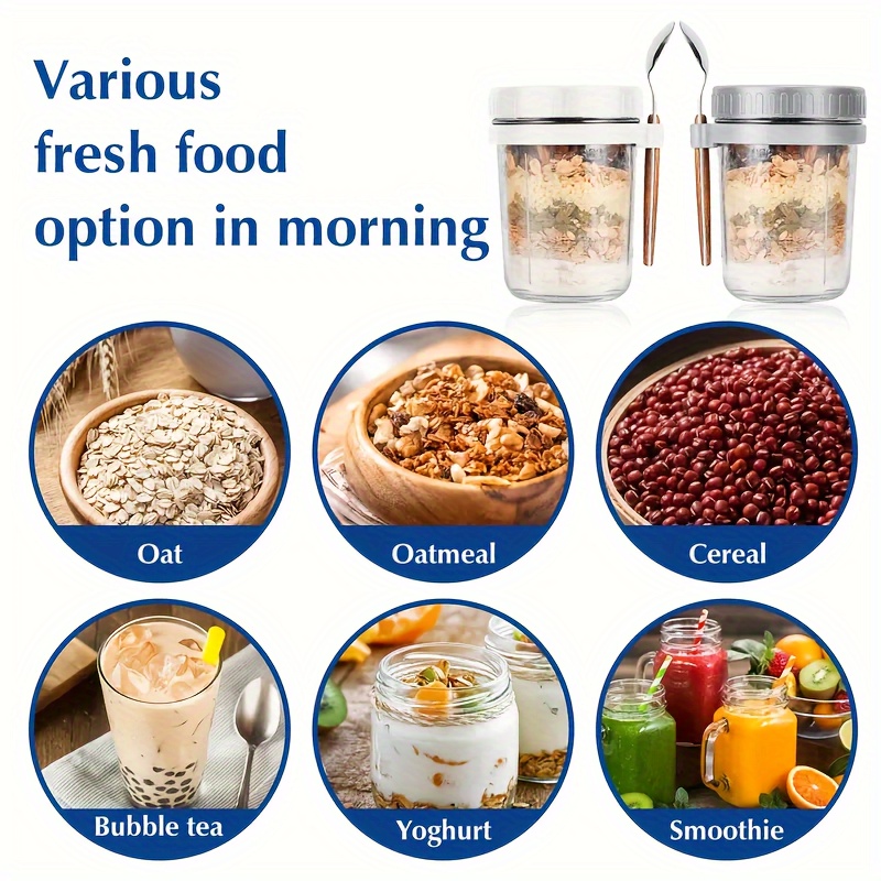 1pc/2pcs Glass Oatmeal Cup, Ov - Overnight Oat Jar 리뷰 및 가격