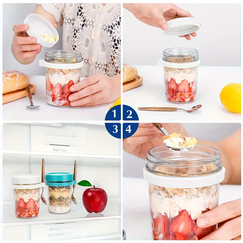 1pc/2pcs Glass Oatmeal Cup, Ov - Overnight Oat Jar 리뷰 및 가격