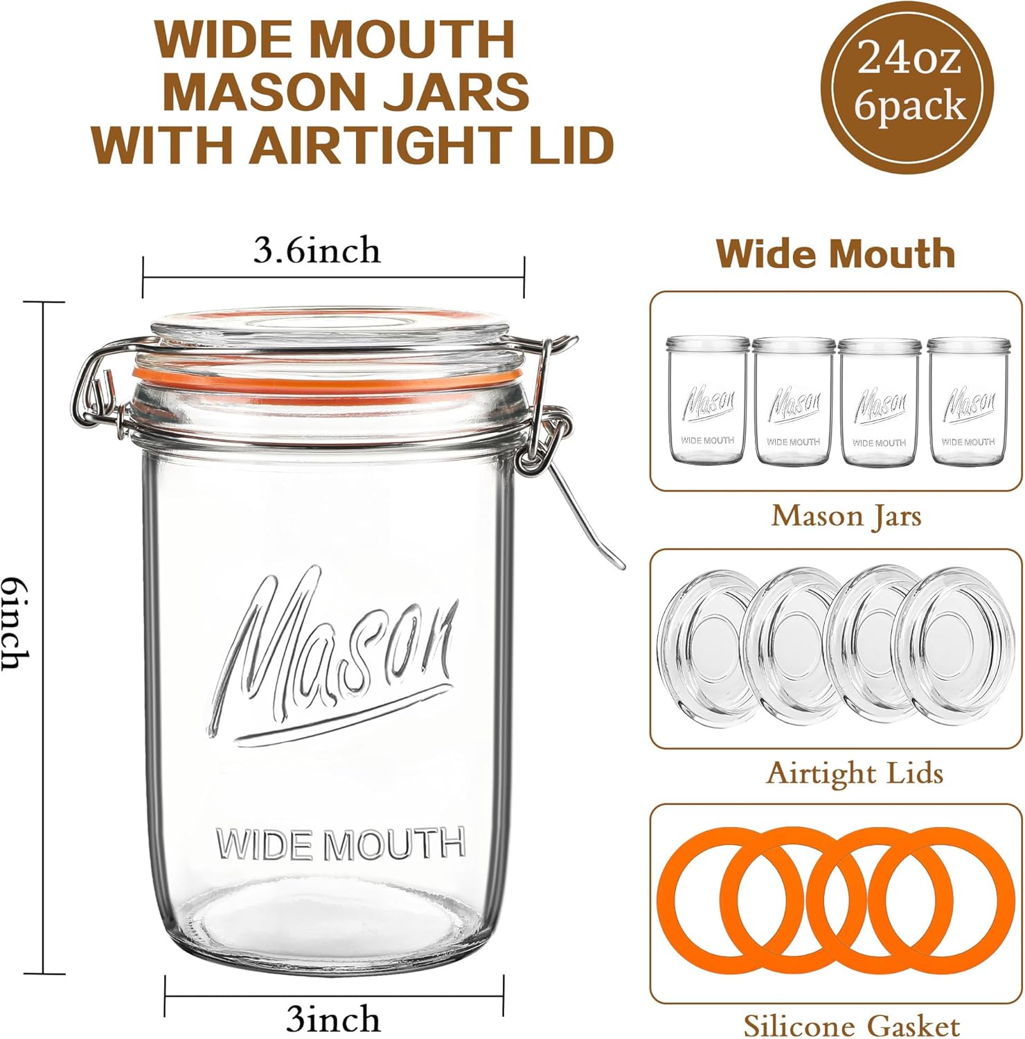 24oz Wide Mouth    Jars – 6 Pa - Meal Prep Overnight Oats 리뷰 및 가격
