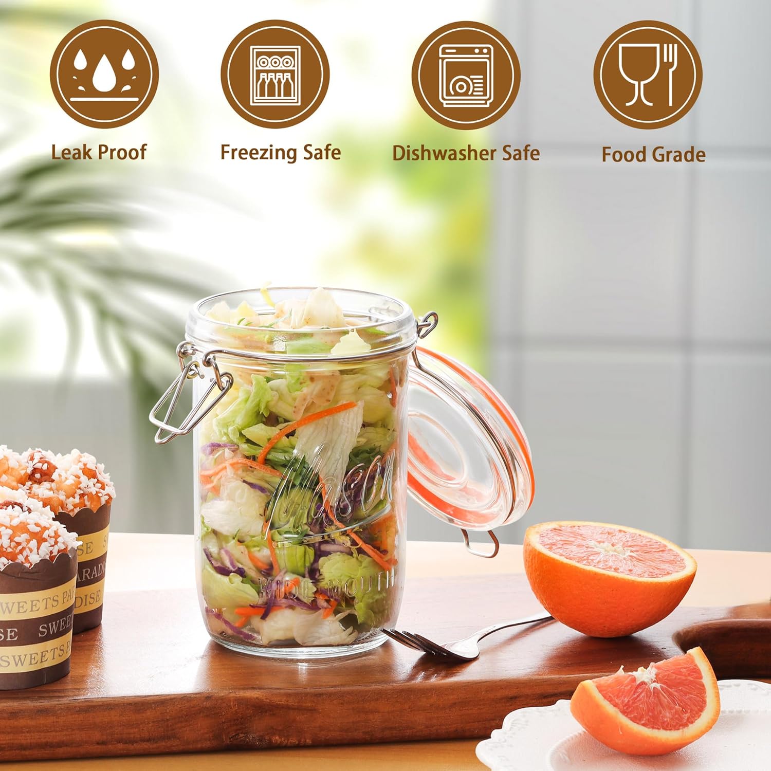 24oz Wide Mouth    Jars – 6 Pa - Meal Prep Overnight Oats 리뷰 및 가격