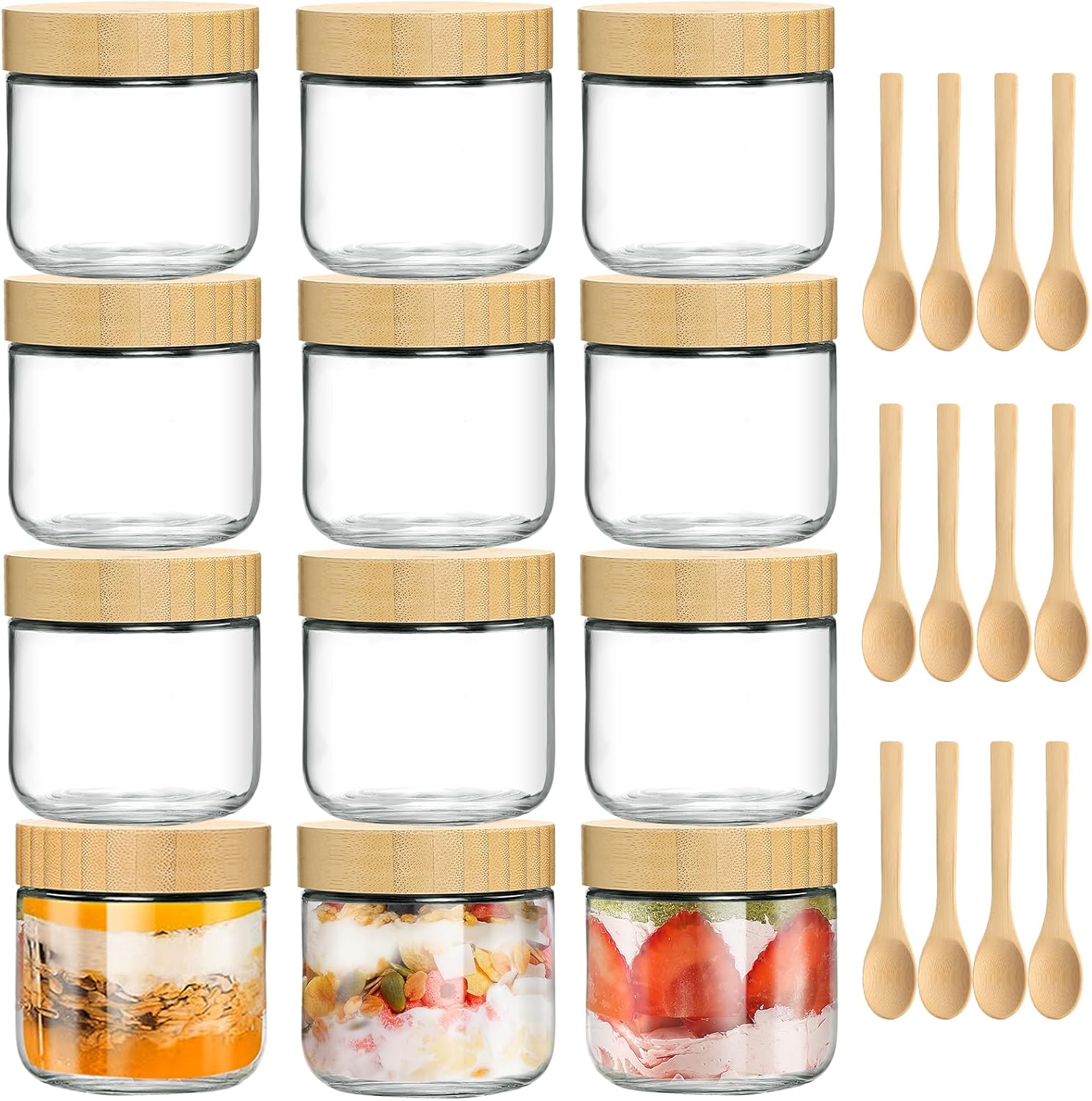 12 Pack 10oz Glass Jars with B - Overnight Oat Jar 리뷰 및 가격