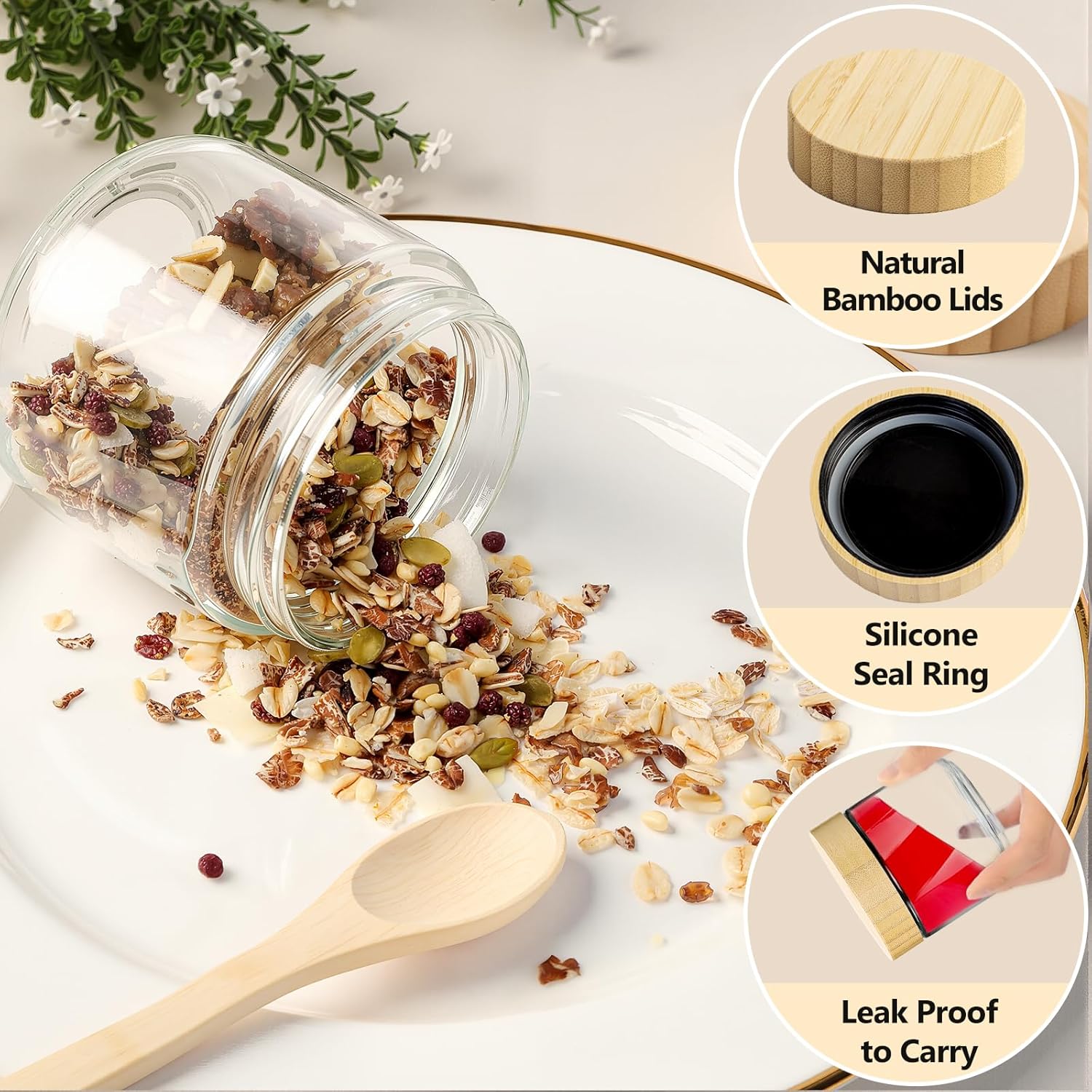 12 Pack 10oz Glass Jars with B - Overnight Oat Jar 리뷰 및 가격