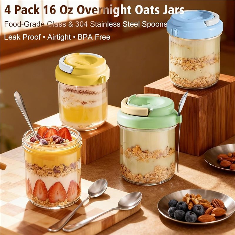 【THANKSGIVING DAY】4 Pack 16 Oz - Meal Prep Overnight Oats 리뷰 및 가격