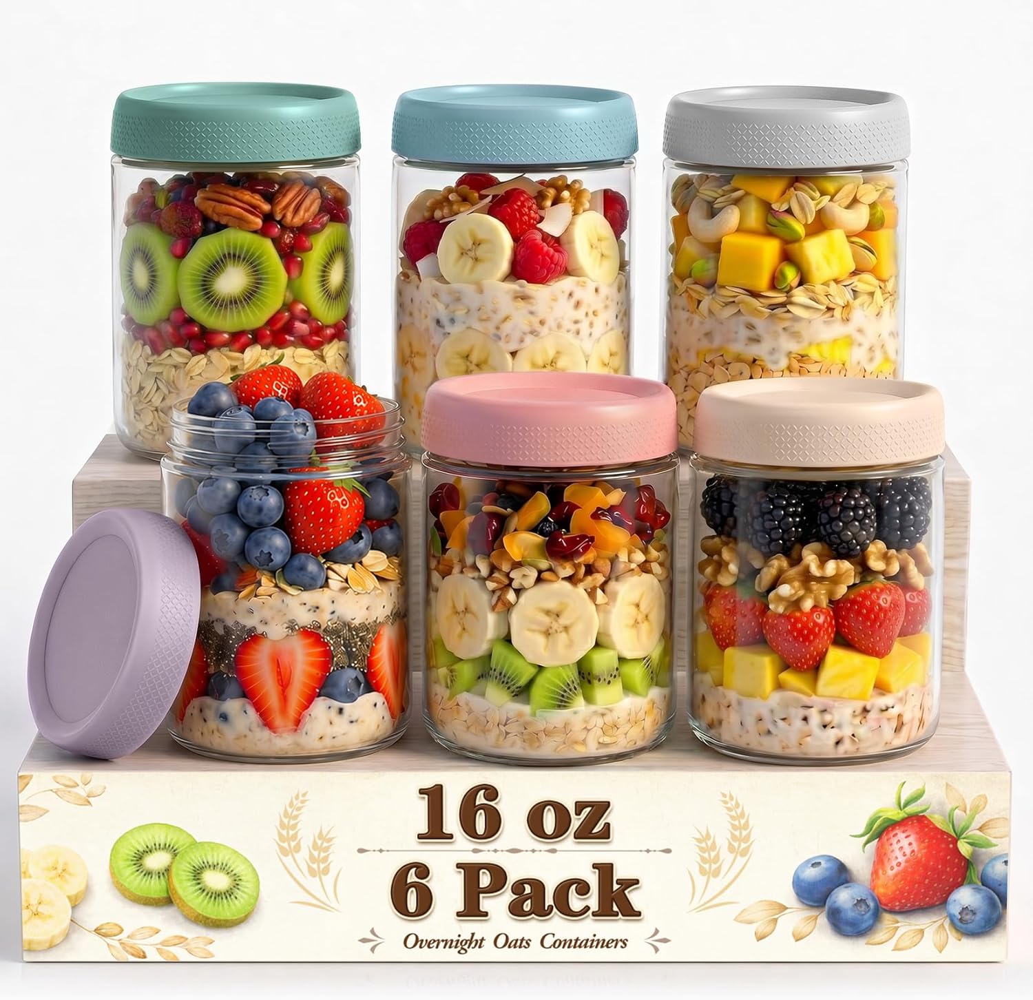 6 Pack 16oz Overnight Oats Con - Meal Prep Overnight Oats 리뷰 및 가격