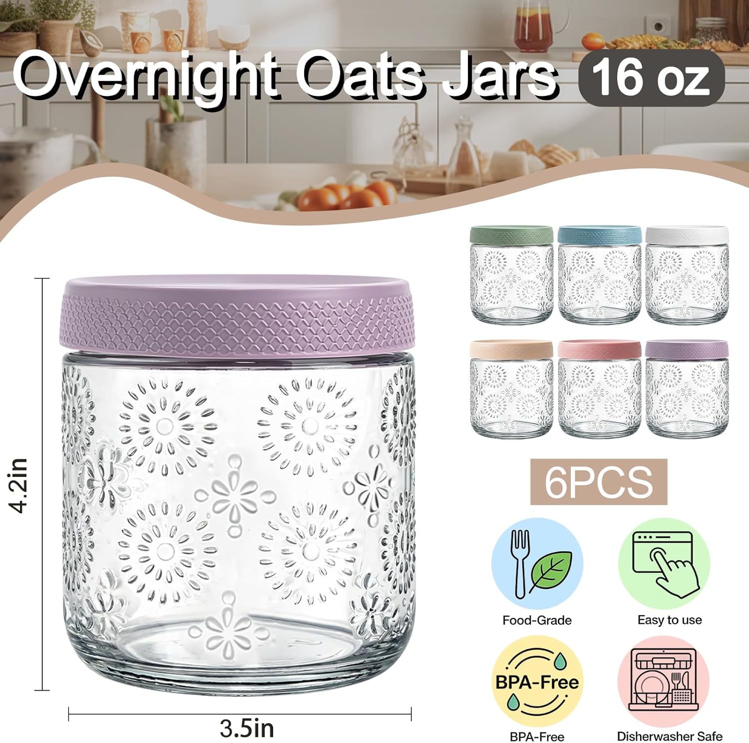 6 Pack 16 oz Overnight Oats Co - Meal Prep Overnight Oats 리뷰 및 가격