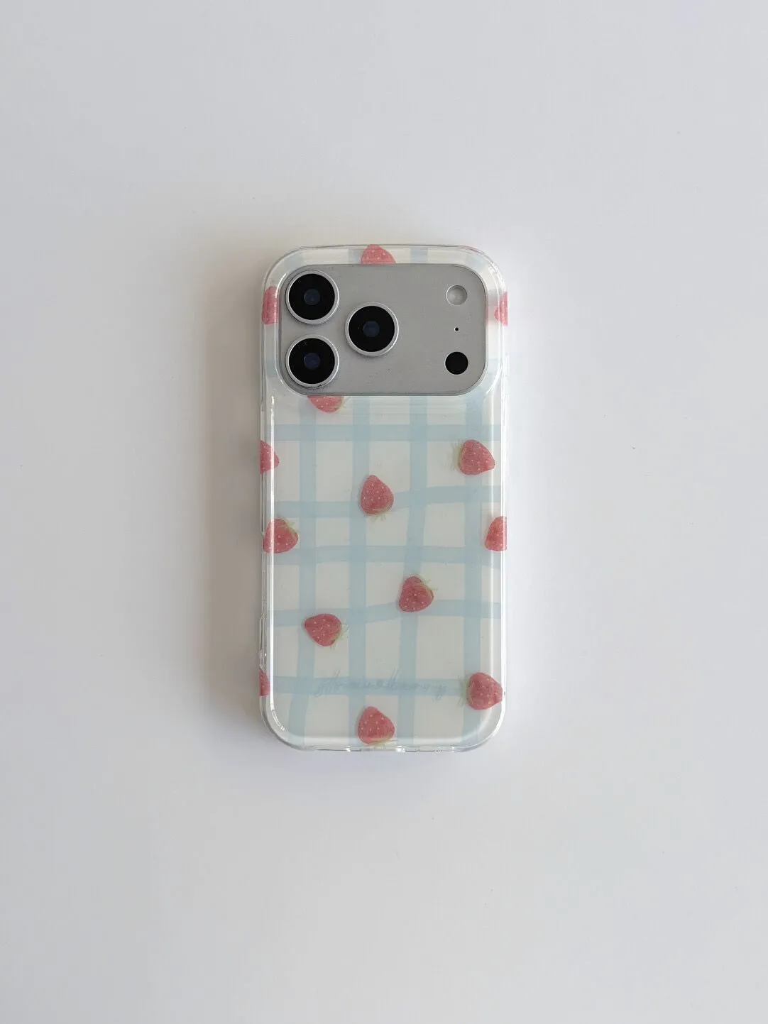 Fresh Blue Grid Pattern Strawb - Strawberry Huller 리뷰 및 가격